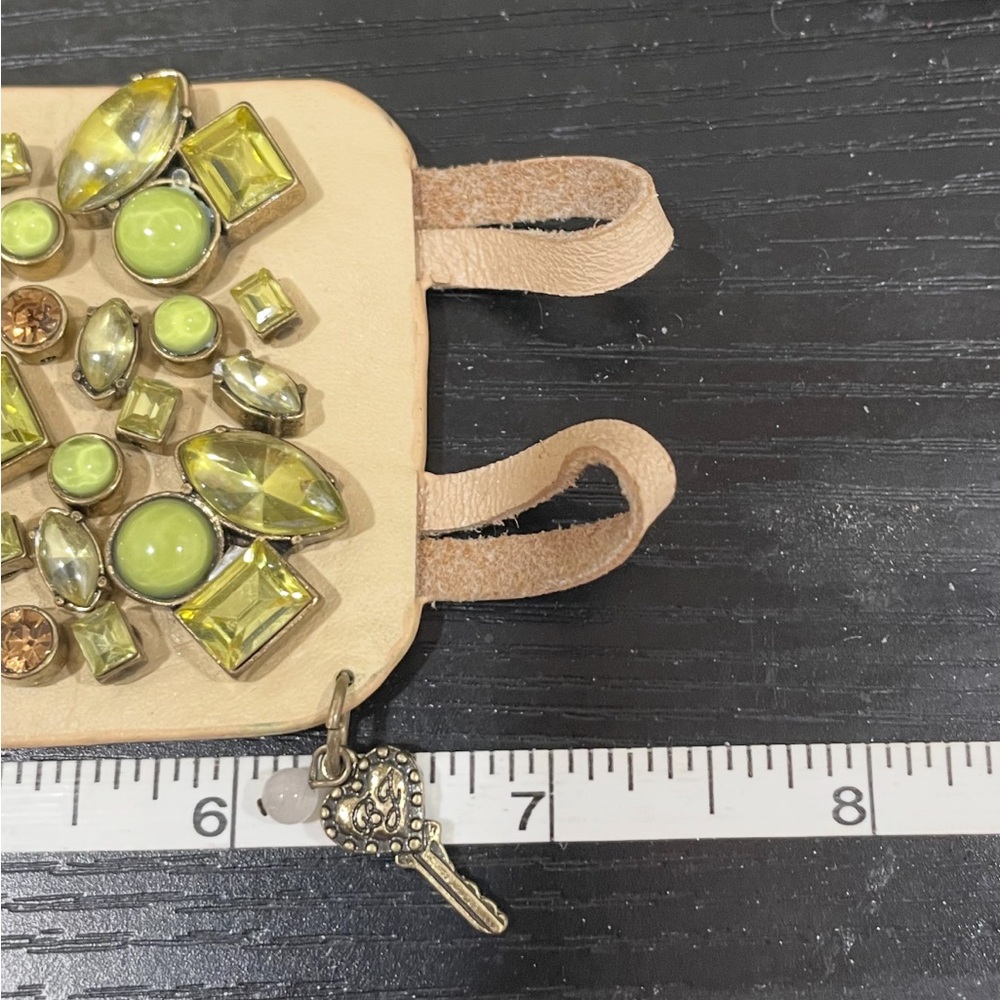 Betsey Johnson leather rhinestone massive bracelet 7.5” long 2” wide amazing! - Picture 10 of 11